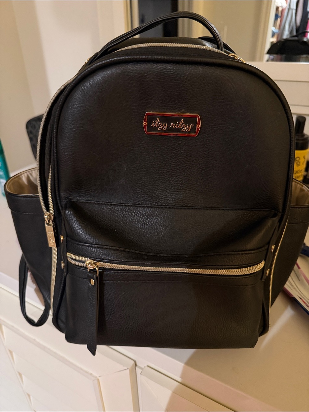 Itzy Ritzy Black Leatherette Men’s Backpack